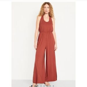 Waist-Defined Halter Jumpsuit Gingerspice Color From Old Navy Size M